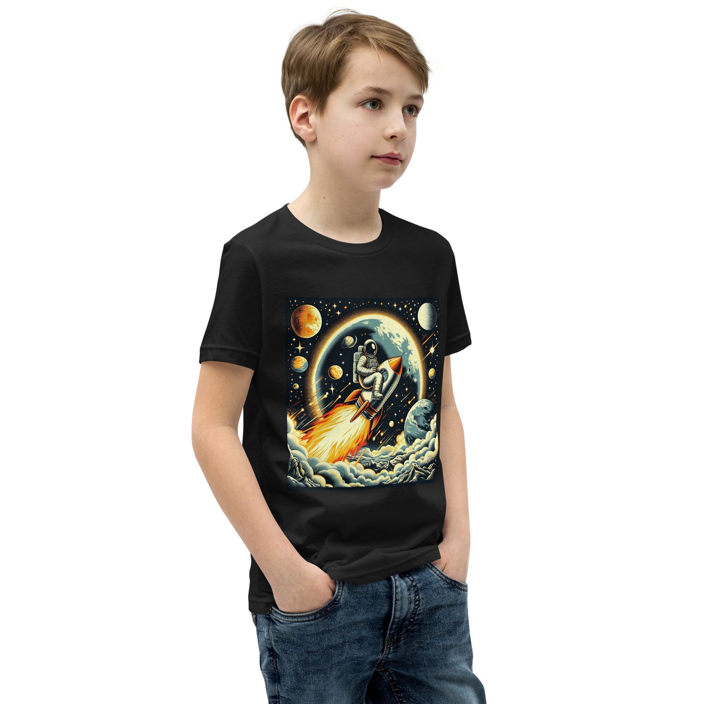 Astronaut On Rocket Kids Tee