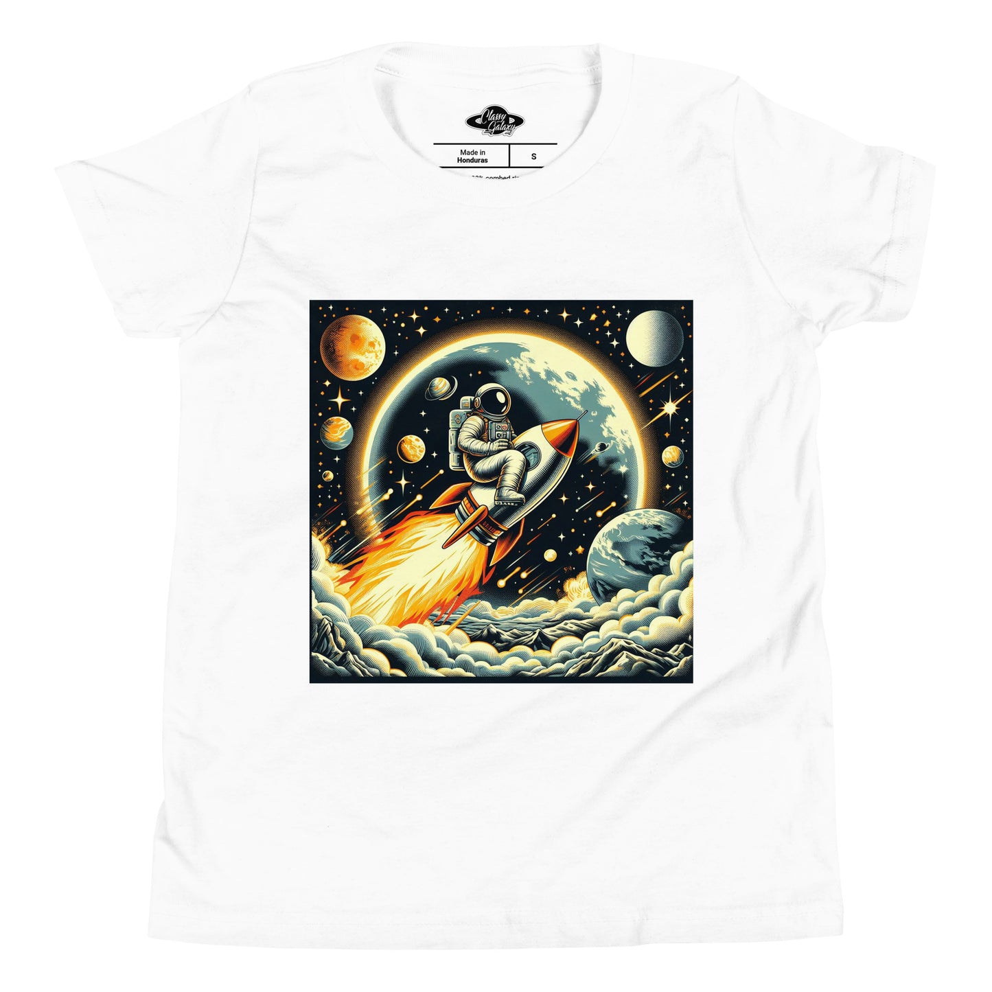 Astronaut On Rocket Kids Tee